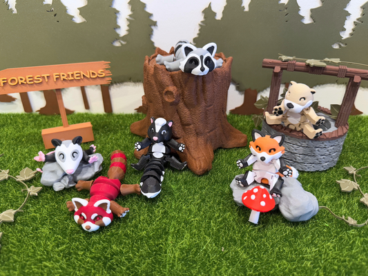 Forest Friends fidget toys 6 packs Raccoon; Fox; Skunk; Red Panda; Otter; Opossum